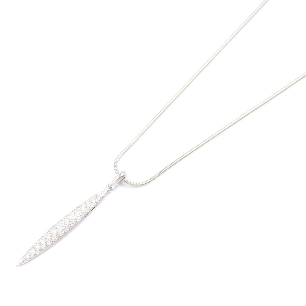 Tiffany Feather Diamond Necklace White Gold Diamond Clear